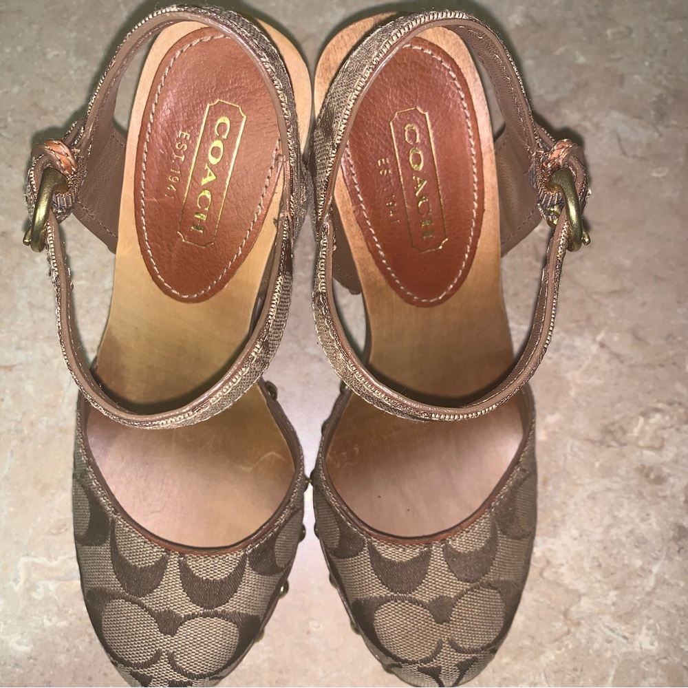 Coach Carleen Sig Women's Brown Patterned Heels - Picture 8 of 15